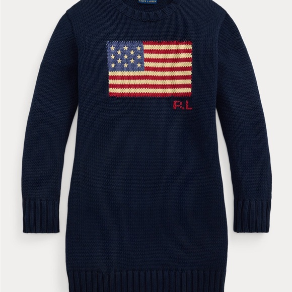 Polo Ralph Lauren American Flag Blue Sweater Dress. Size: Large 12-14